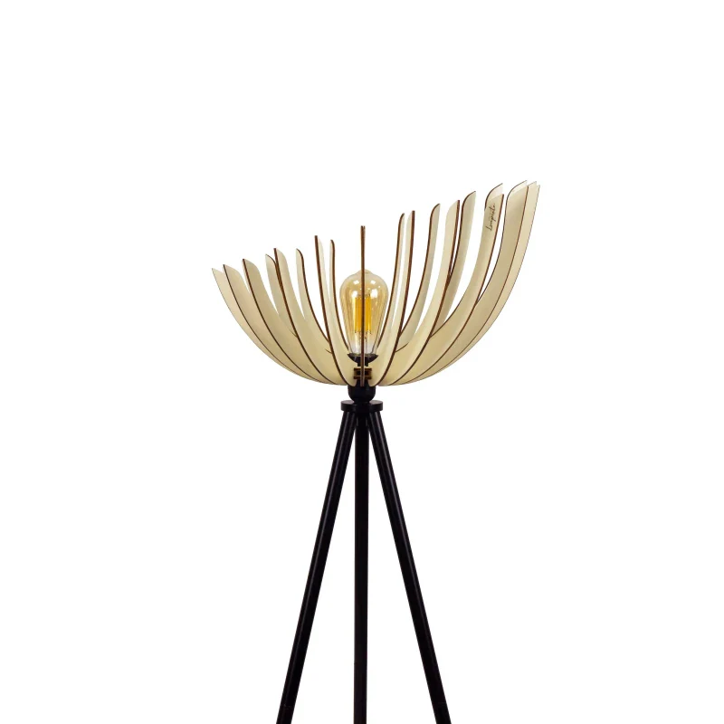 Lampadaire en bois design sur trépied - Athéna - Image 14