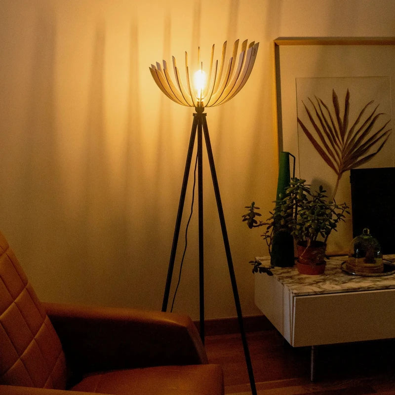 Lampadaire en bois design sur trépied - Athéna - Image 17