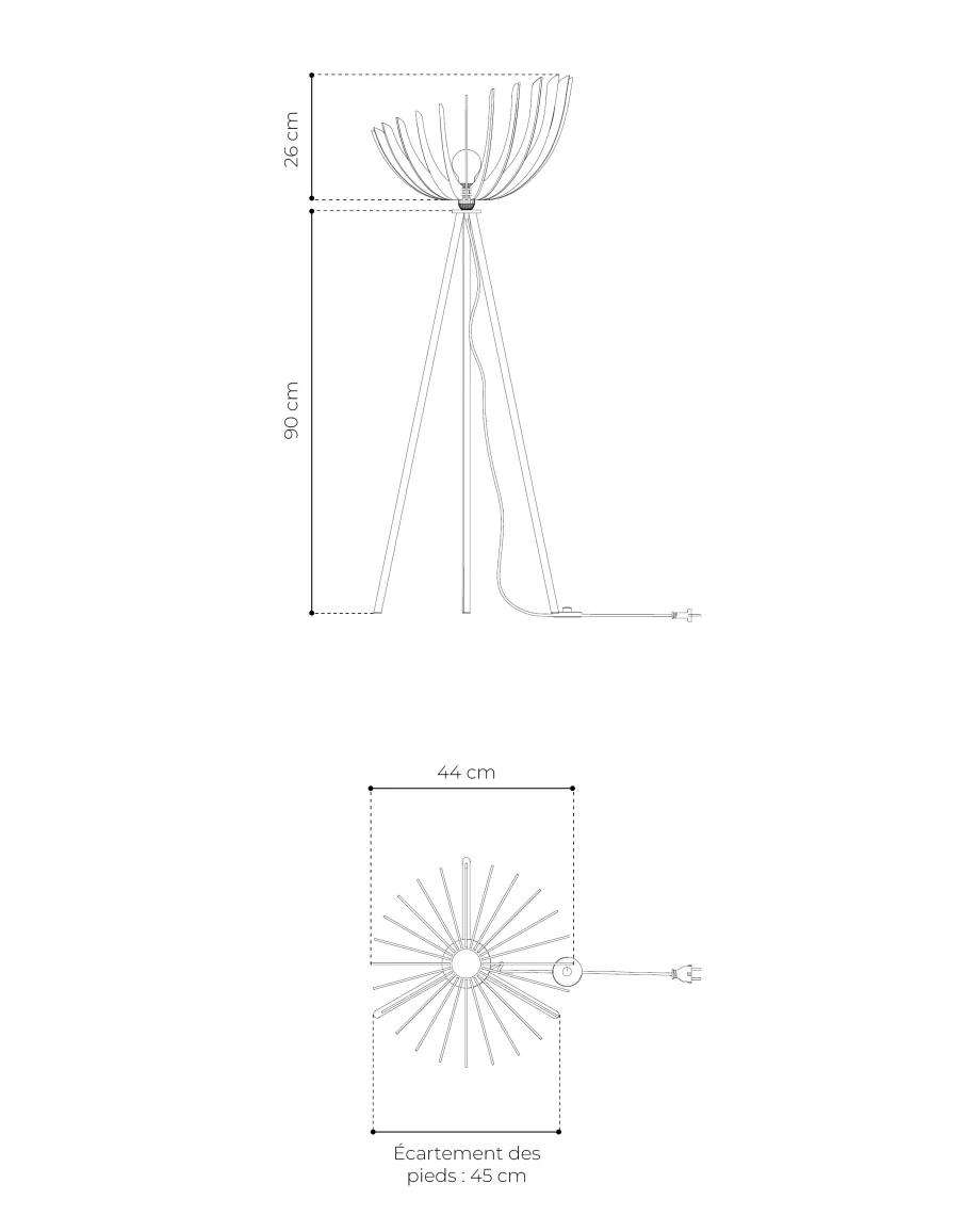 Lampadaire en bois design sur trépied - Athéna - Image 6
