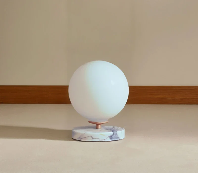 Lampe à poser Vintage - Opaline et Base en marbre - Isabelle - Image 10
