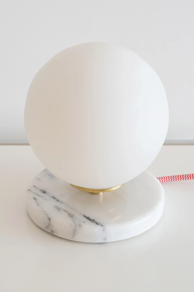 Lampe à poser Vintage - Opaline et Base en marbre - Isabelle - Image 19