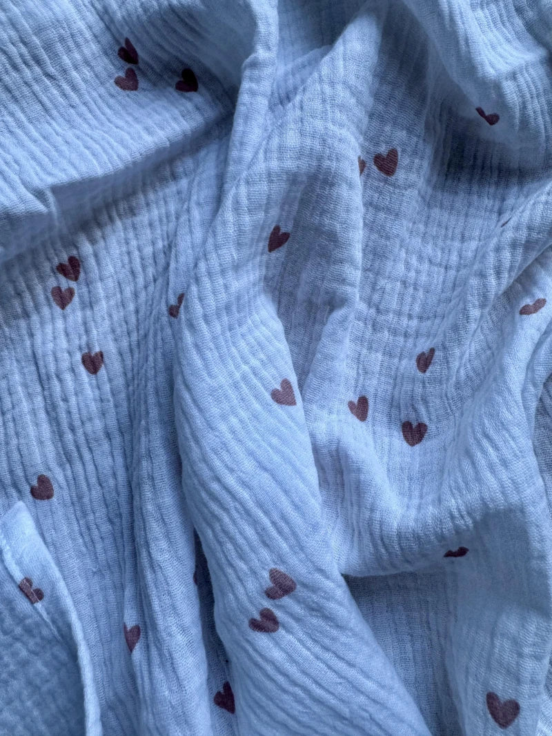 Lange en Coton Éco-responsable Imprimé Cœurs Rose - Fait Main en France - Image 3
