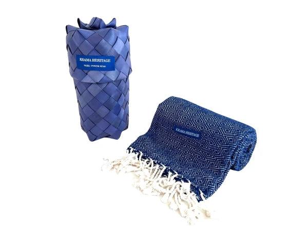 Echarpe bleu roi pour homme - Le krama chaud - Image 2