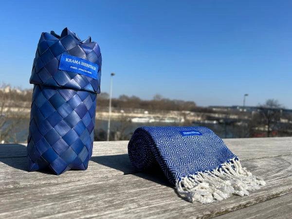 Echarpe bleu roi pour homme - Le krama chaud - Image 3