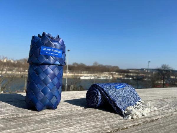 Echarpe bleu roi pour homme - Le krama chaud - Image 9