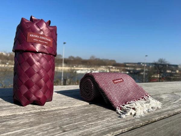 Écharpe bordeaux pour homme en coton - Krama chaud - Image 3