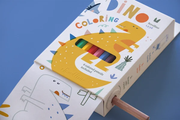 Livre objet à dérouler 100% compostable - Scrollino Dino Coloring - Image 2