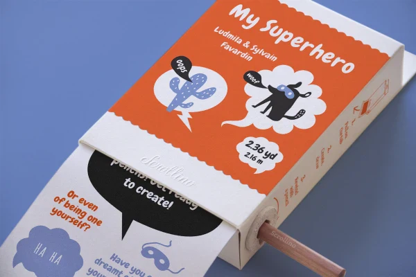 Livre objet à dérouler 100% compostable - Scrollino Mon super héros - Image 2