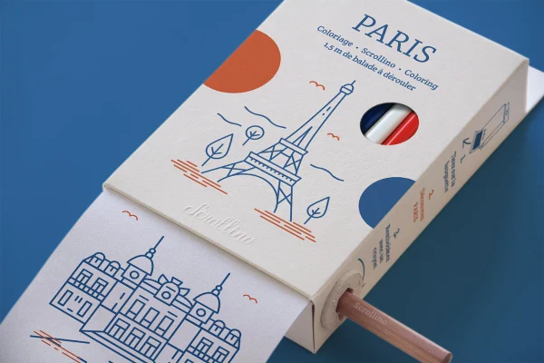 Livre objet à dérouler 100% compostable - Scrollino Paris Coloring - Image 2