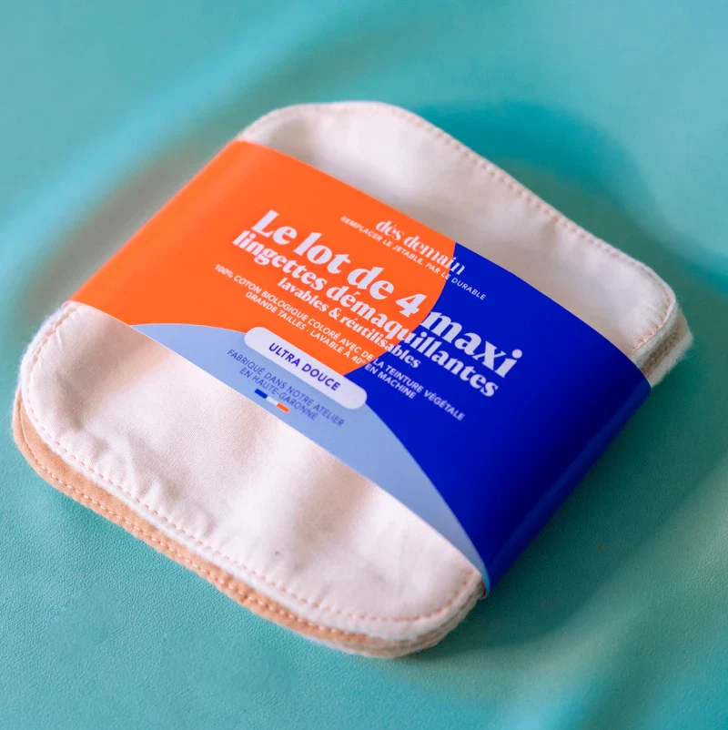 Lot de 4 maxi lingettes démaquillantes en coton bio & teinture végétale - Image 5