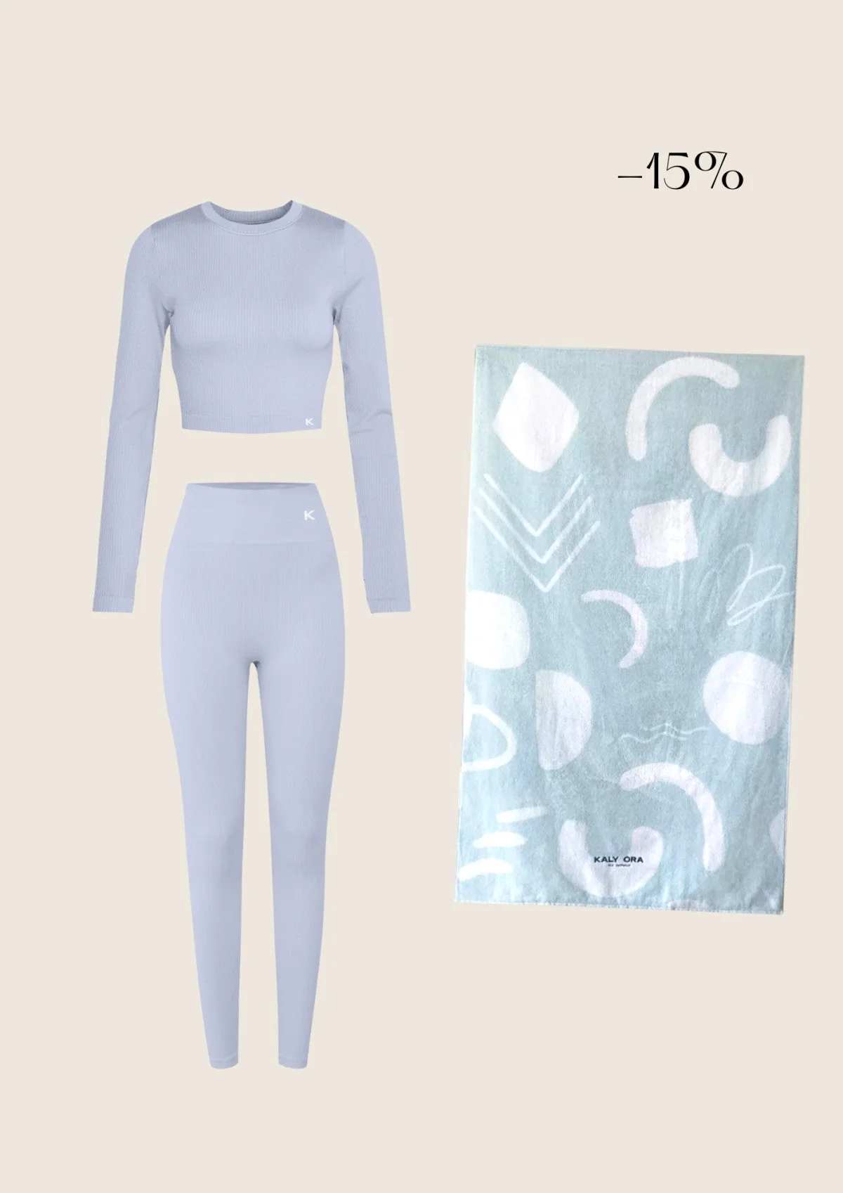 Lot legging + t-shirt manches longues + serviette de plage bleu - Image 3