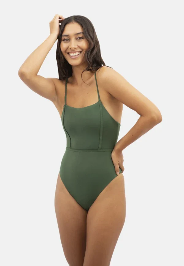 Maillot de bain une pièce col carré Byron Bay - algues - Image 8