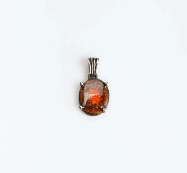 Médaillon en argent avec émail rose et bordeaux - Soul Love