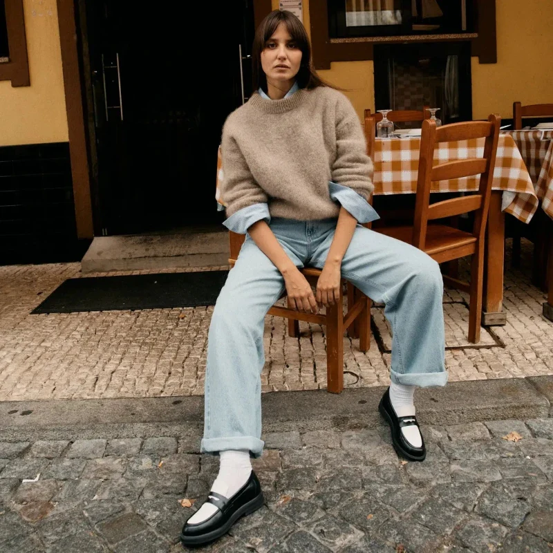 Mocassins véganes unisexes - Douro noir - blanc - Image 5