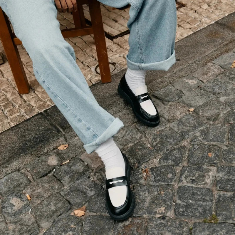 Mocassins véganes unisexes - Douro noir - blanc - Image 6