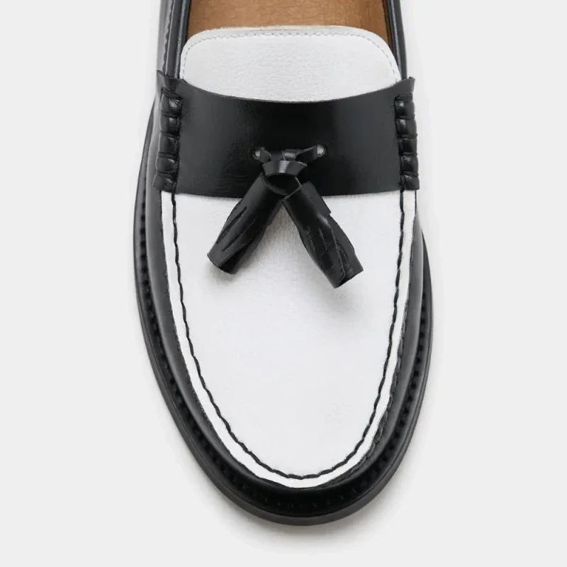Mocassins véganes unisexes - Minho noir et blanc - Image 3