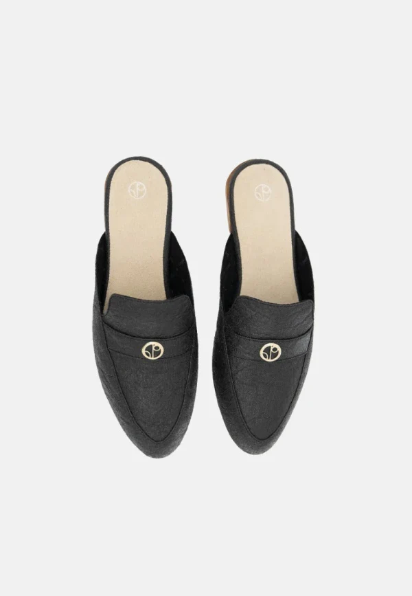 Mules plates noires vegan en cuir d'ananas - Cairo - Image 33