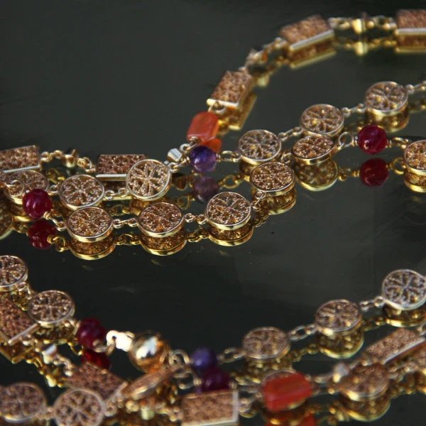 Collier Sautoir doré avec pierres Kingdom I Rectangles - Image 2