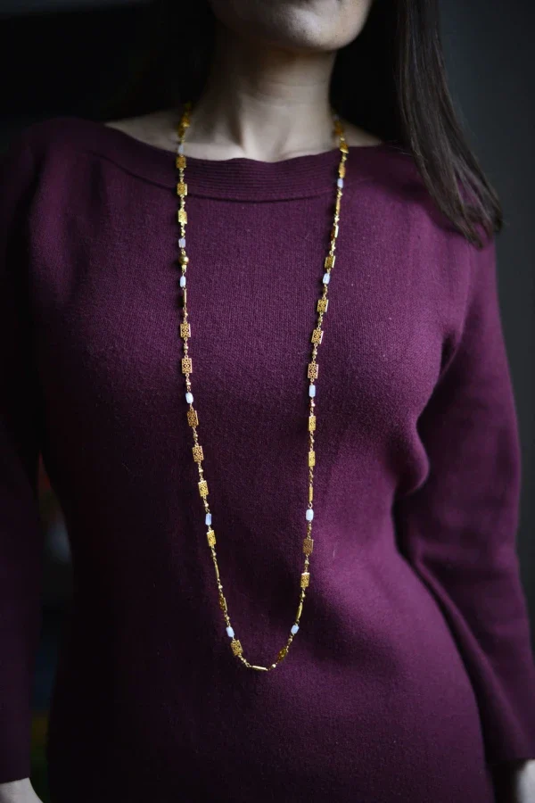 Collier Sautoir doré avec pierres Kingdom I Rectangles - Image 3