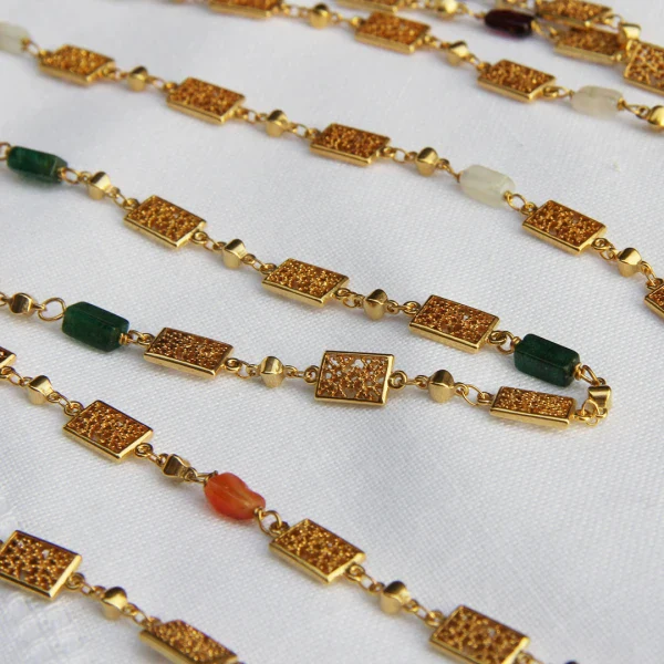 Collier Sautoir doré avec pierres Kingdom I Rectangles - Image 7