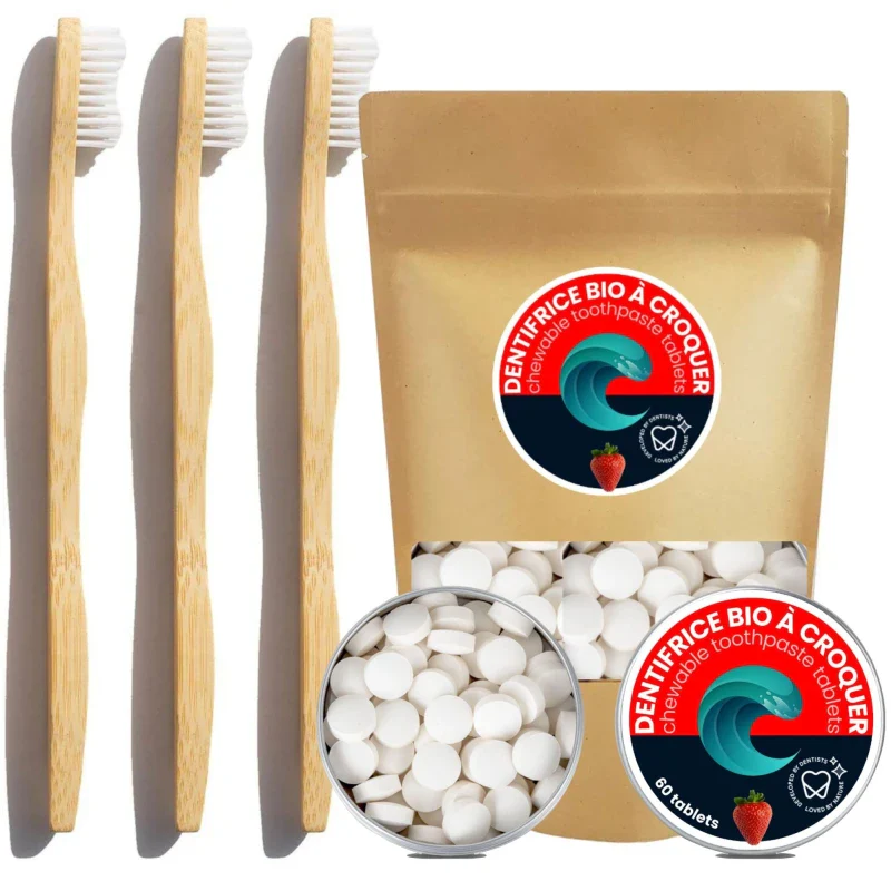 Pack 6 mois : Brosse à dents en bambou et dentifrice en pastilles - Image 2