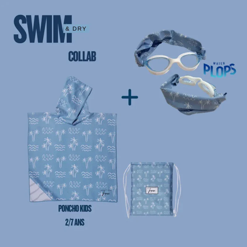 Pack de poncho enfant et lunettes de piscine Waterplops - Lou - Image 2
