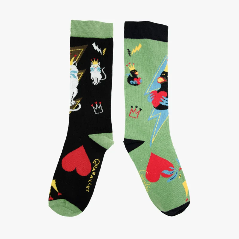 Paire de chaussettes dépareillées "Canard et chat d'amour" - Image 2