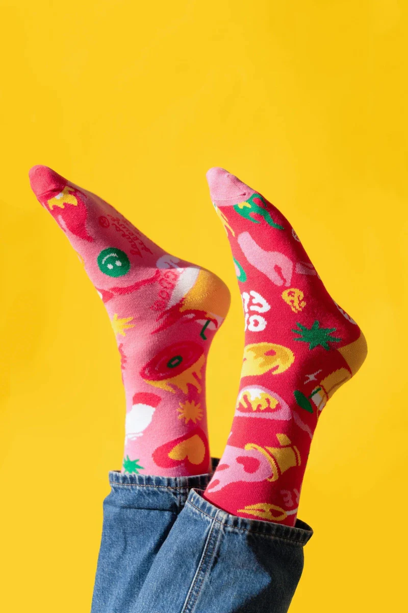 Paire de chaussettes dépareillées "On Fire" Rose & Fuchsia - Image 2