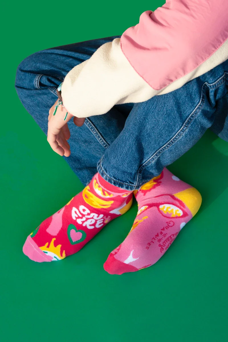 Paire de chaussettes dépareillées "On Fire" Rose & Fuchsia - Image 3