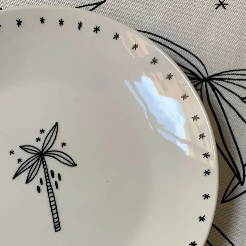Petite assiette en porcelaine Palmier - Lot de 4 - Image 2