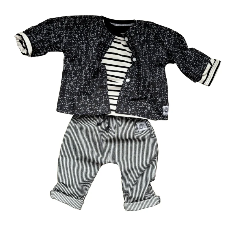 Pantalon jean rayé noir et blanc - Moomie - Image 7