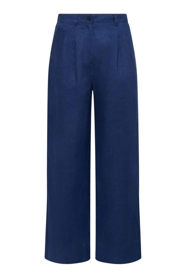 Pantalon pour femme en lin bio bleu marine - Lion - Image 2