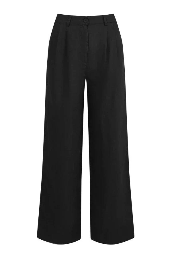Pantalon pour femme en lin bio noir - Lion - Image 2