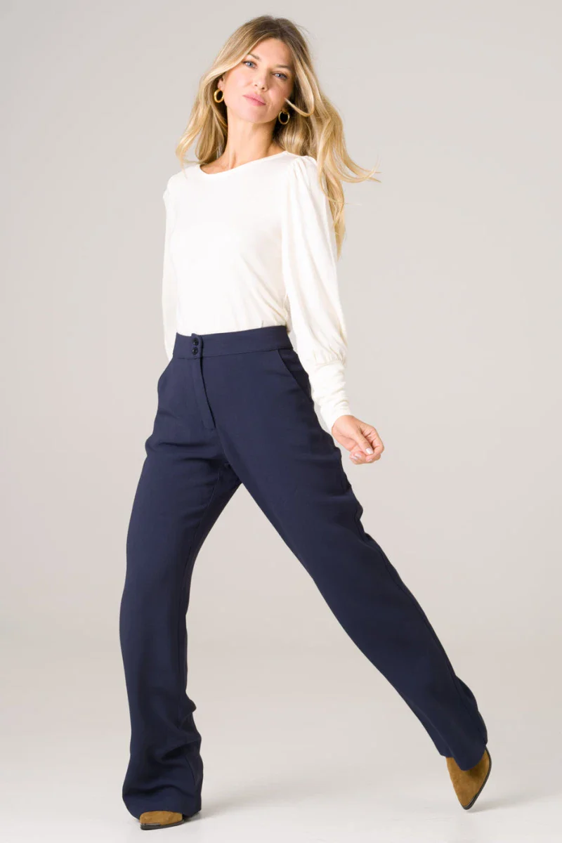 Pantalon taille haut bleu marine - Laurier - Image 2
