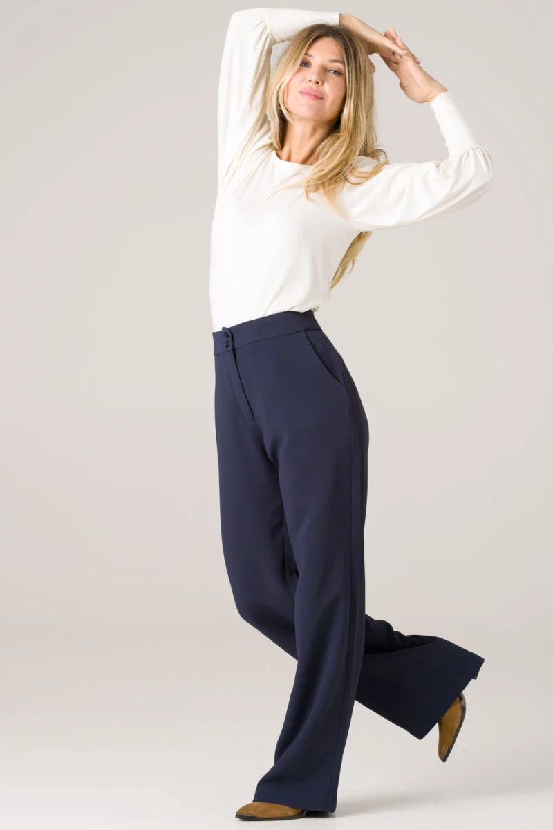 Pantalon taille haut bleu marine - Laurier - Image 3