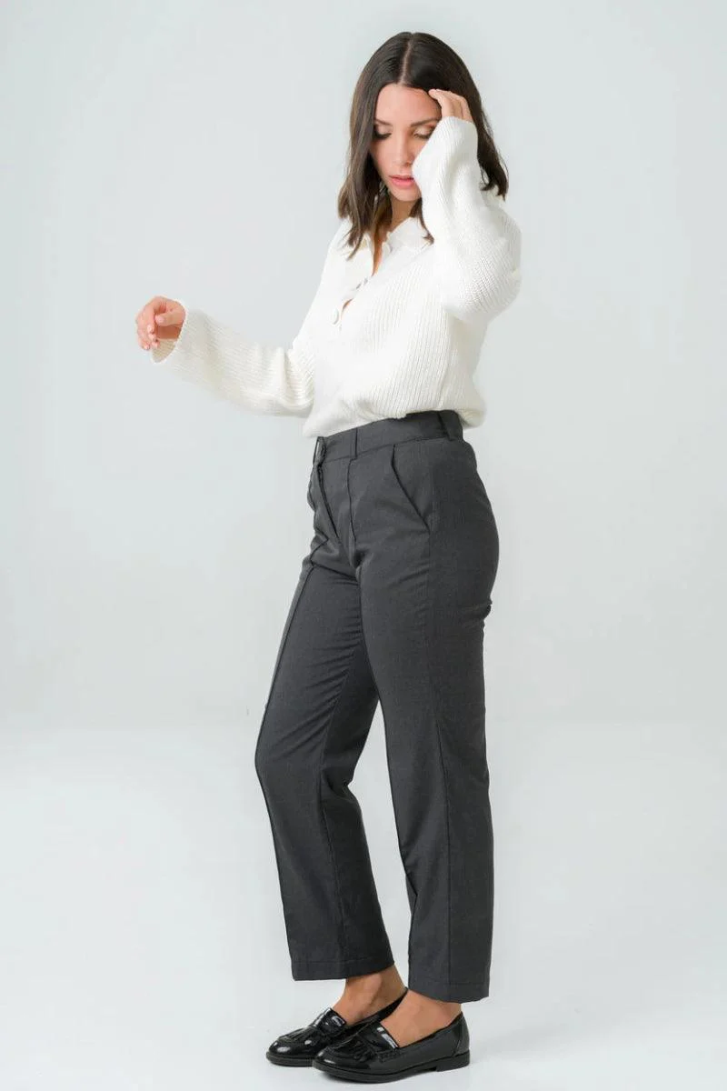 Pantalon taille haute gris - Gaura - Image 3