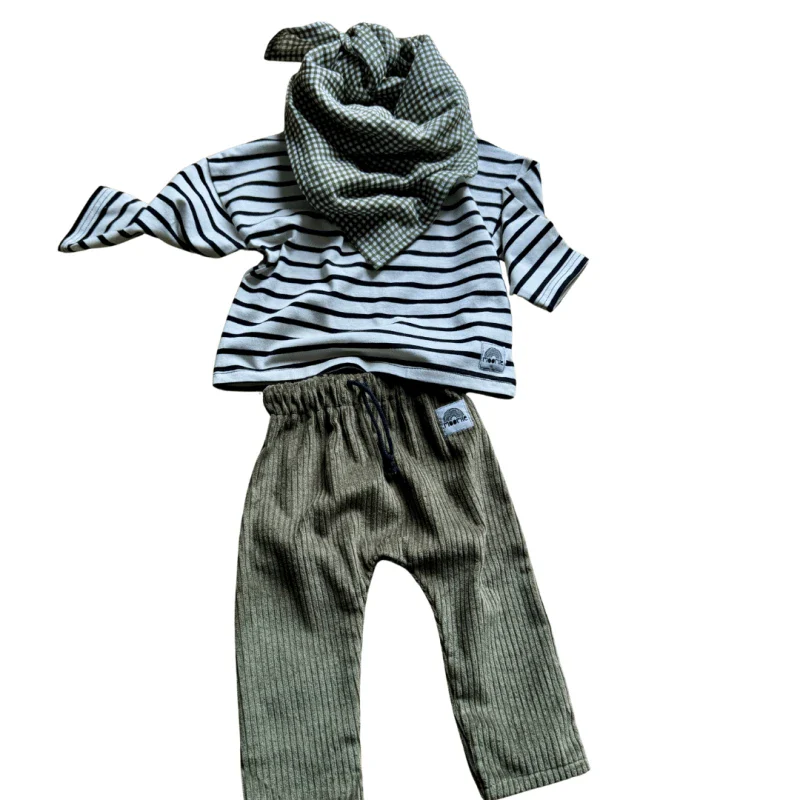 Pantalon velours vert kaki en coton bio - Moomie - Image 6