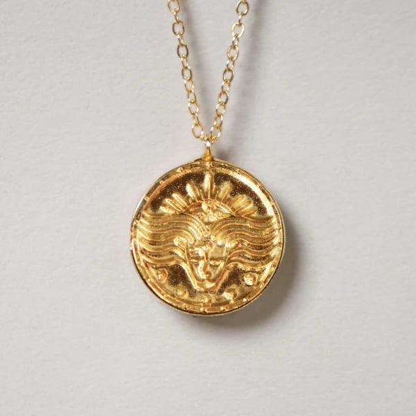 Pendentif signe astrologique doré - Lion