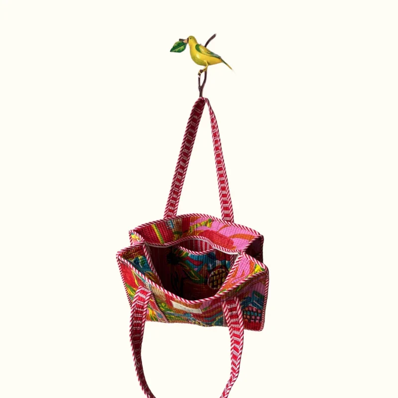 Petit tote bag avec fermeture - "Botanical carnival" - Image 3
