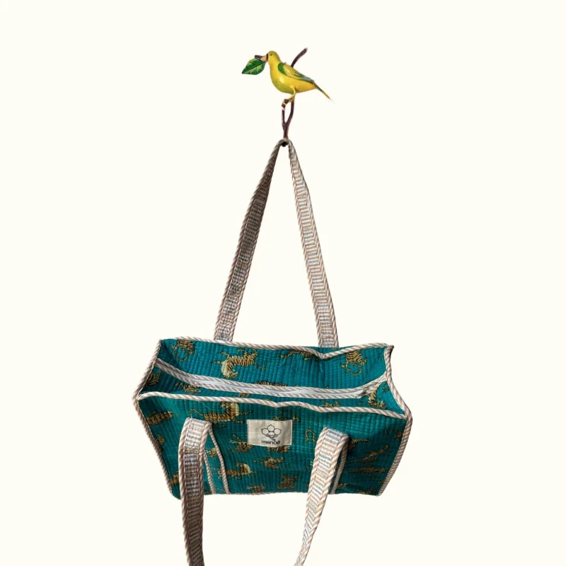 Petit tote bag fermeture "Dancing tiger in the bleu" - Image 2