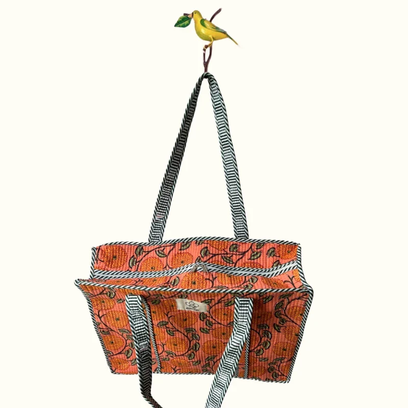 Petit tote bag avec fermeture - "Sunny squishy Flowers" - Image 2