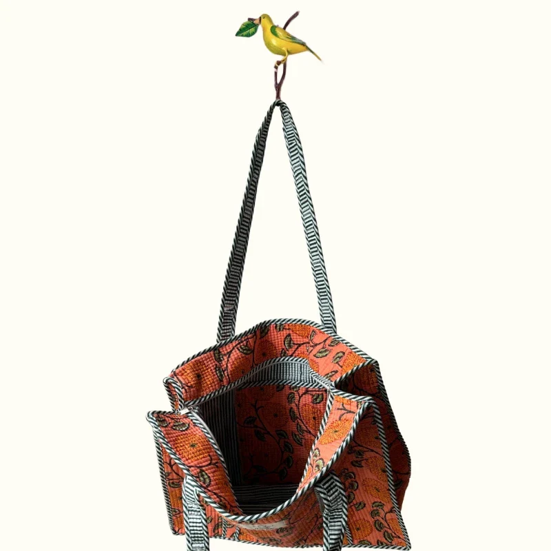 Petit tote bag avec fermeture - "Sunny squishy Flowers" - Image 3