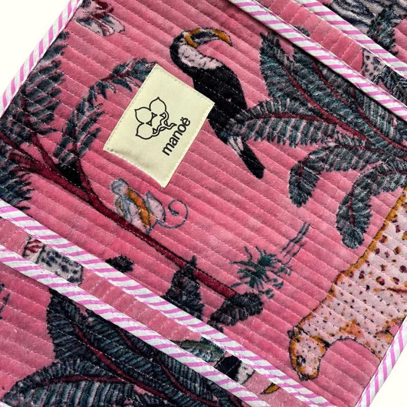Petit tote bag à fermeture velours rose "Safari" - Image 2