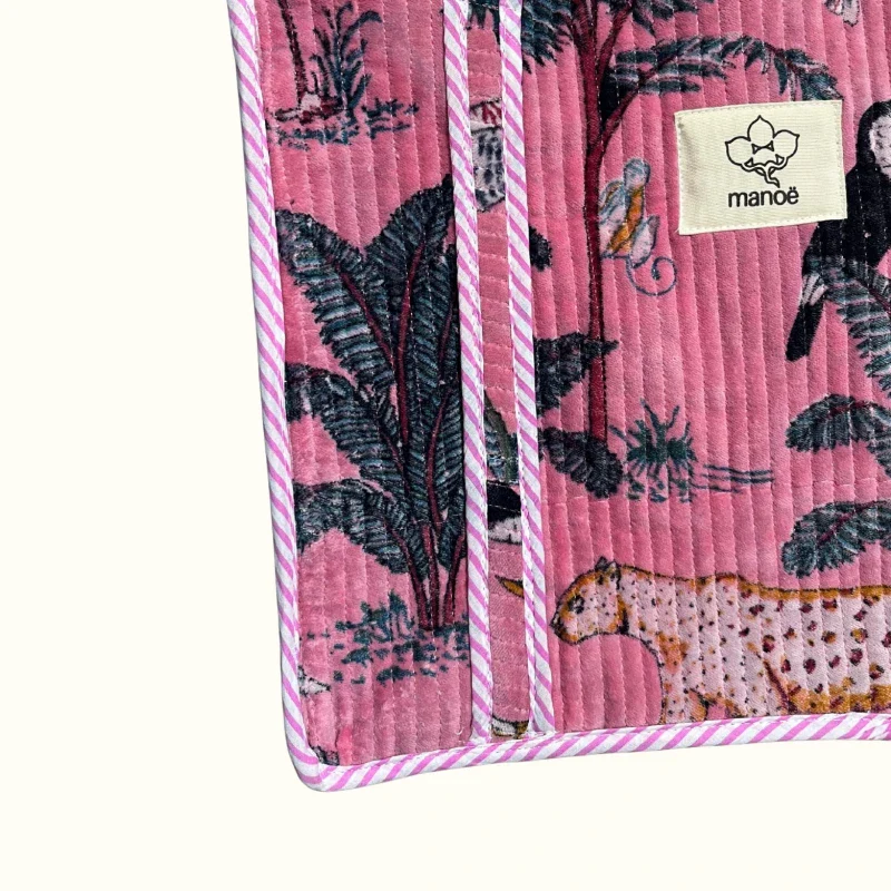 Petit tote bag à fermeture velours rose "Safari" - Image 4