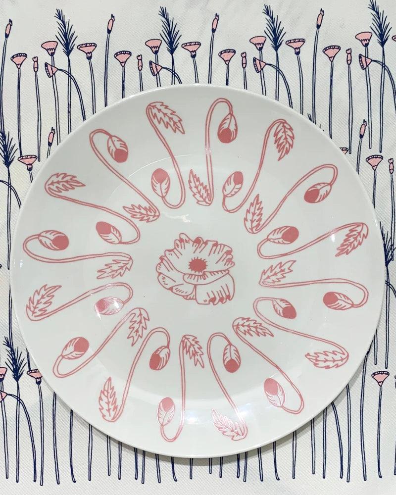 Petite assiette plate en porcelaine rose - Poppy - Image 3