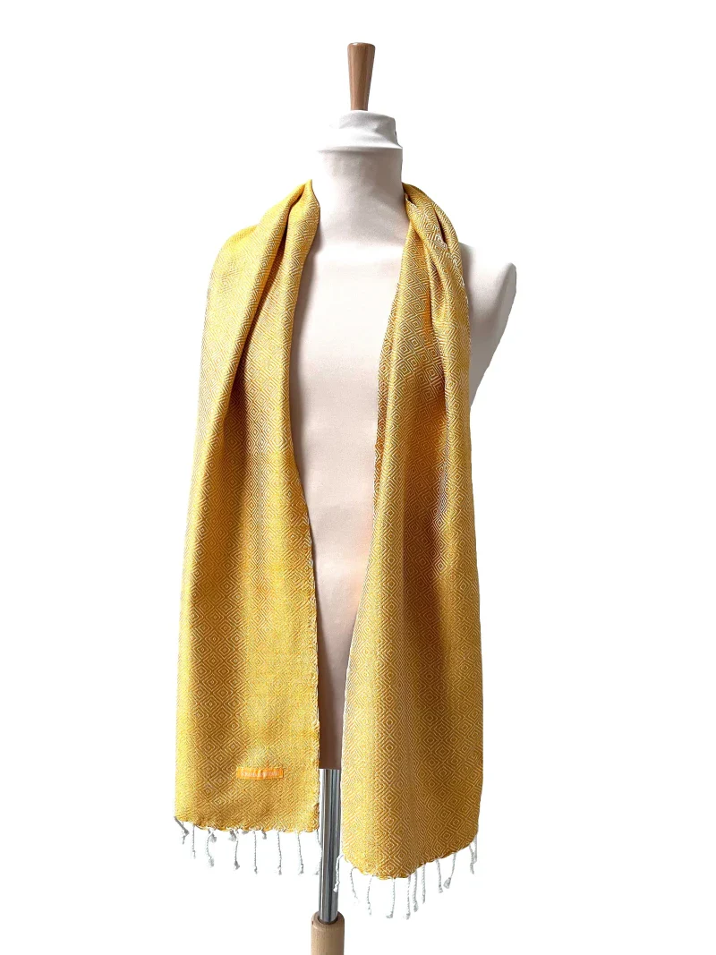 Petite écharpe en coton avec écrin en palmier tressé - Or - Image 2