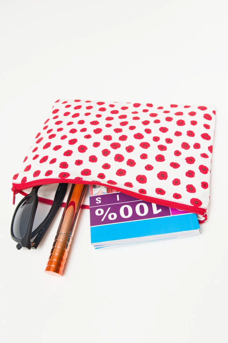 Pochette à zip à motif floral rouge - Papaveri - Image 2