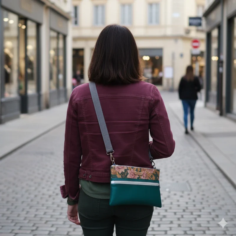 Pochette alter-cuir de raisin et liège avec sangle réglable - Image 9