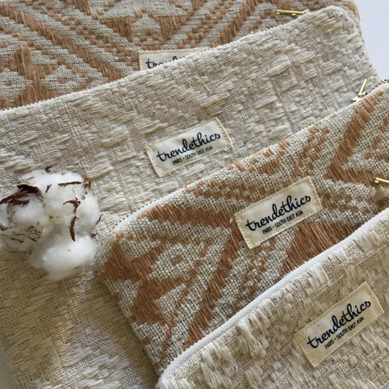 Pochette en coton tissée à la main caramel - Dokmai - Image 6
