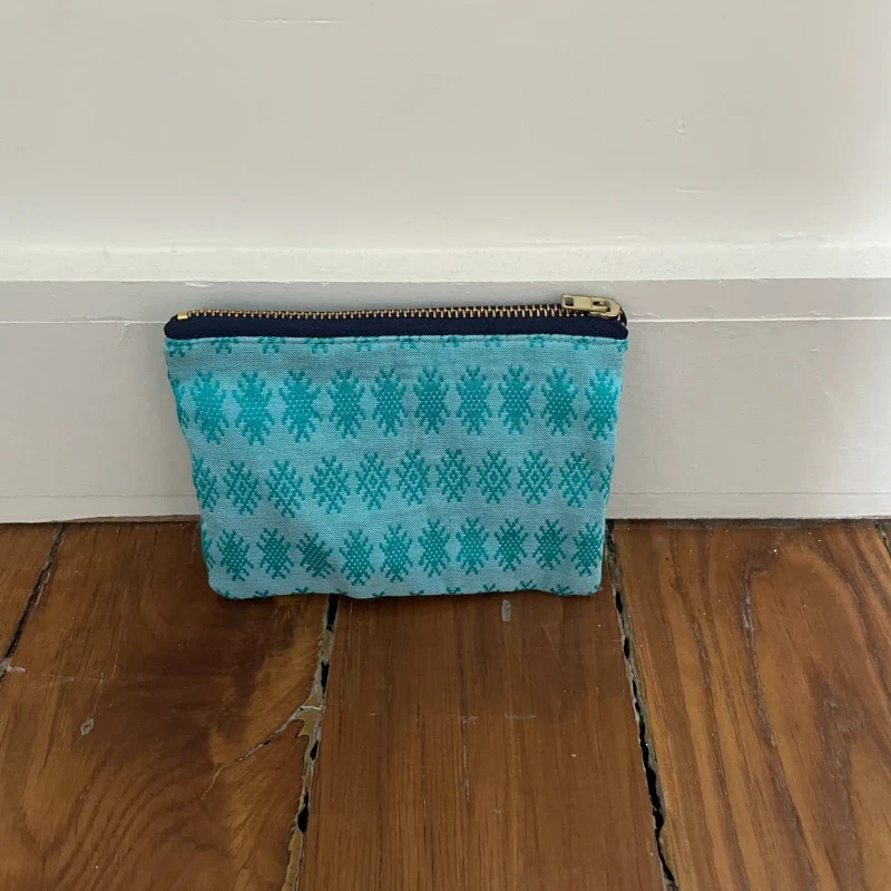 Pochette tissée à la main bleu turquoise - Kachin - Image 2